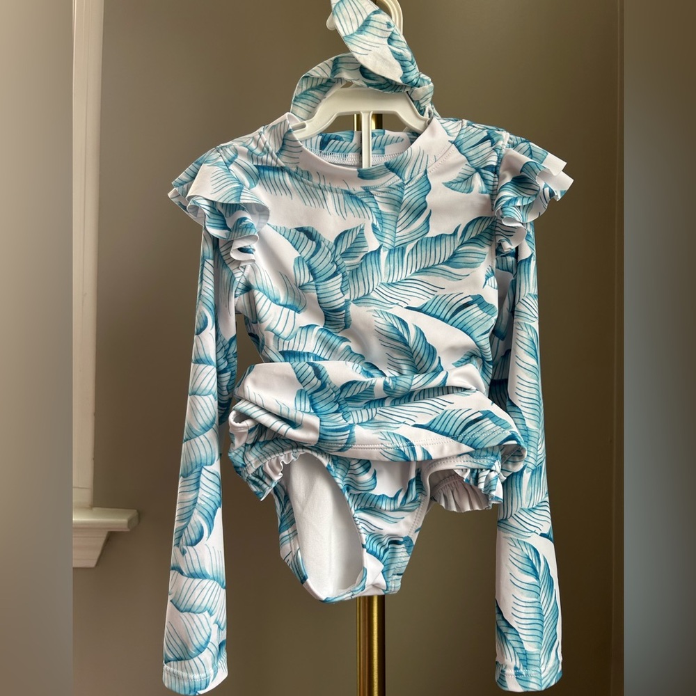 Janie & Jack Turquoise Tropical Tankini